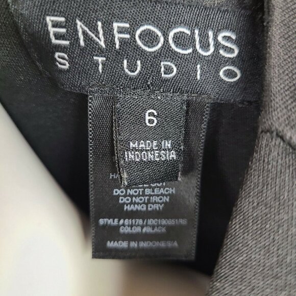 Enfocus Studio Dress Womens Size 6 Solid All Black Sleeveless Beaded Front - Picture 5 of 6
